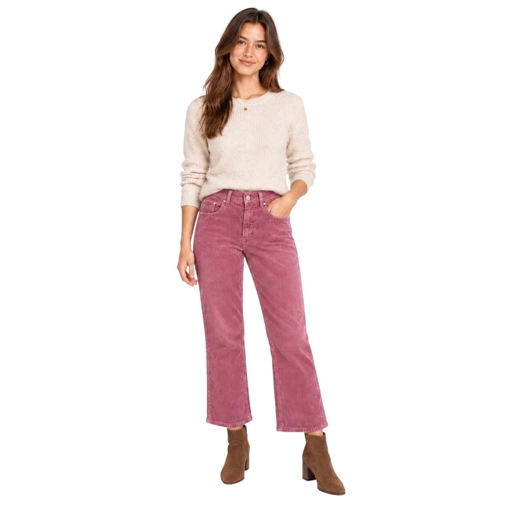 Pilcro and the Letterpress High Rise Corduroy Pants Pink Straight Leg Size 30